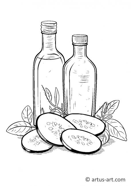 Рисунок ломтика огурца с оливковым маслом